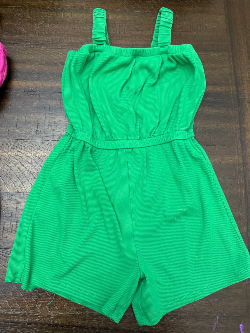 Old Navy Bright Green Ribbed Girls' One-Piece Romper